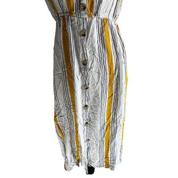 Blush Striped Crinkle Sleeveless Midi Dress Sz XL Womens Button Down - Picture 5 of 9